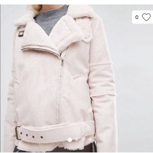 J.O.A. Suede and fur biker coat